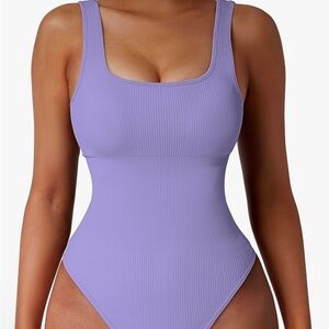 SUUKESS XL NWT PURPLE RIBBED PADDED TANK SHAPER BODYSUIT